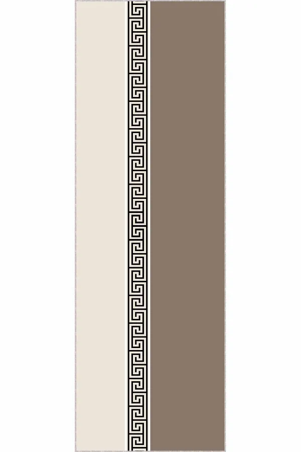 Bej Kaymaz Tabanlı Modern Kesme Rulo Yolluk Halı VH019