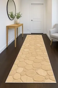 Krem 3D Üç Boyutlu Kesme Rulo Özel Ölçü Yolluk VH154 Krem 3D Üç Boyutlu Kesme Rulo Özel Ölçü Yolluk VH154